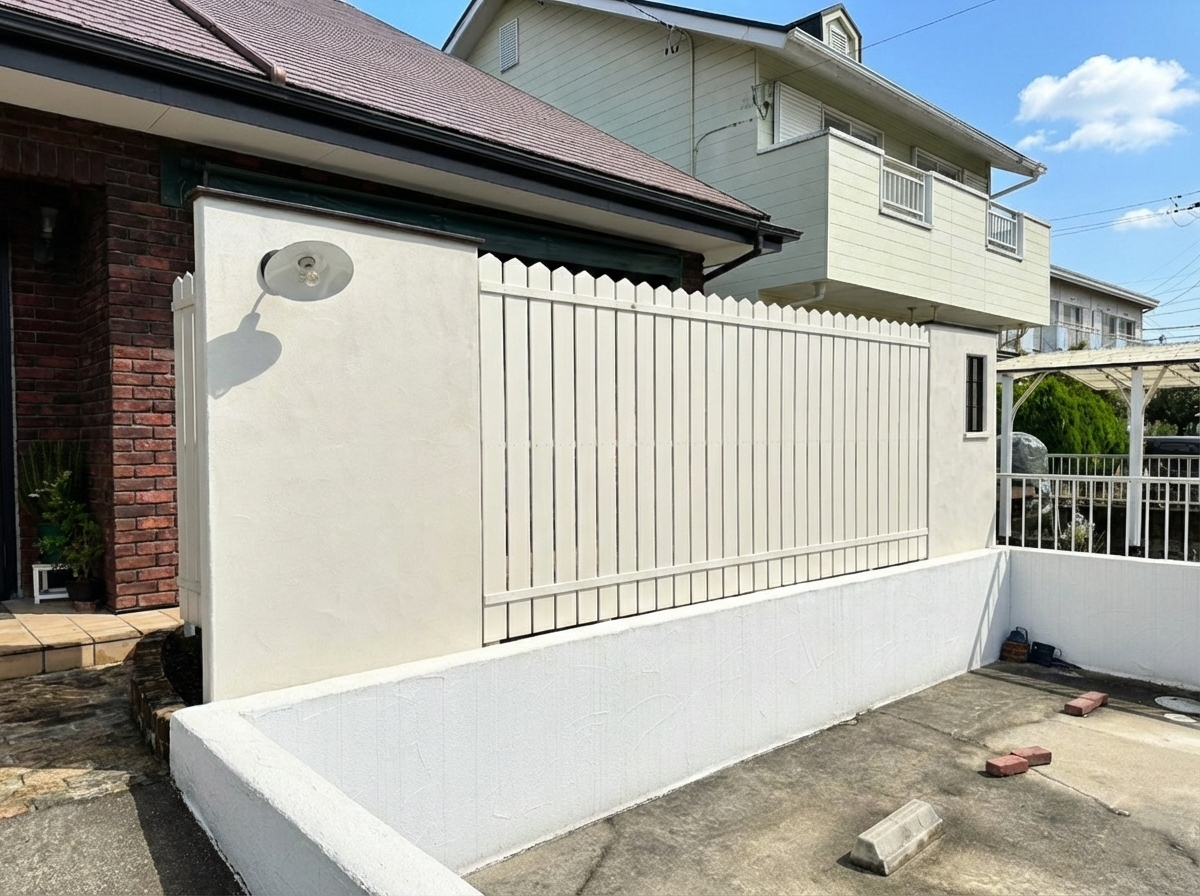 お洒落フェンスとデザインウォールで雰囲気が一変！ 画像